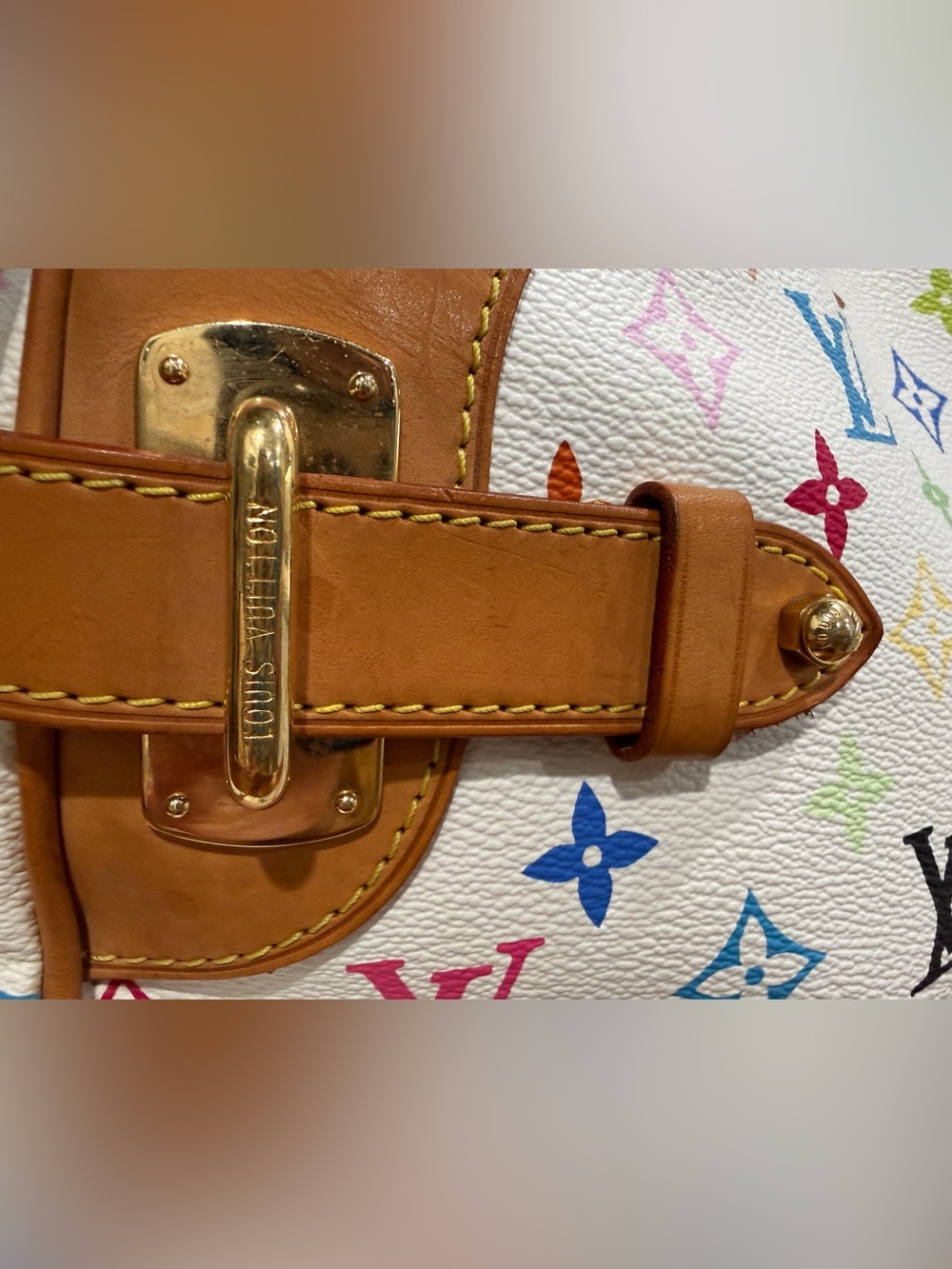 Louis Vuitton White Murakami Claudia Multicolor Monogram with Tan Trim - Picture 10 of 10